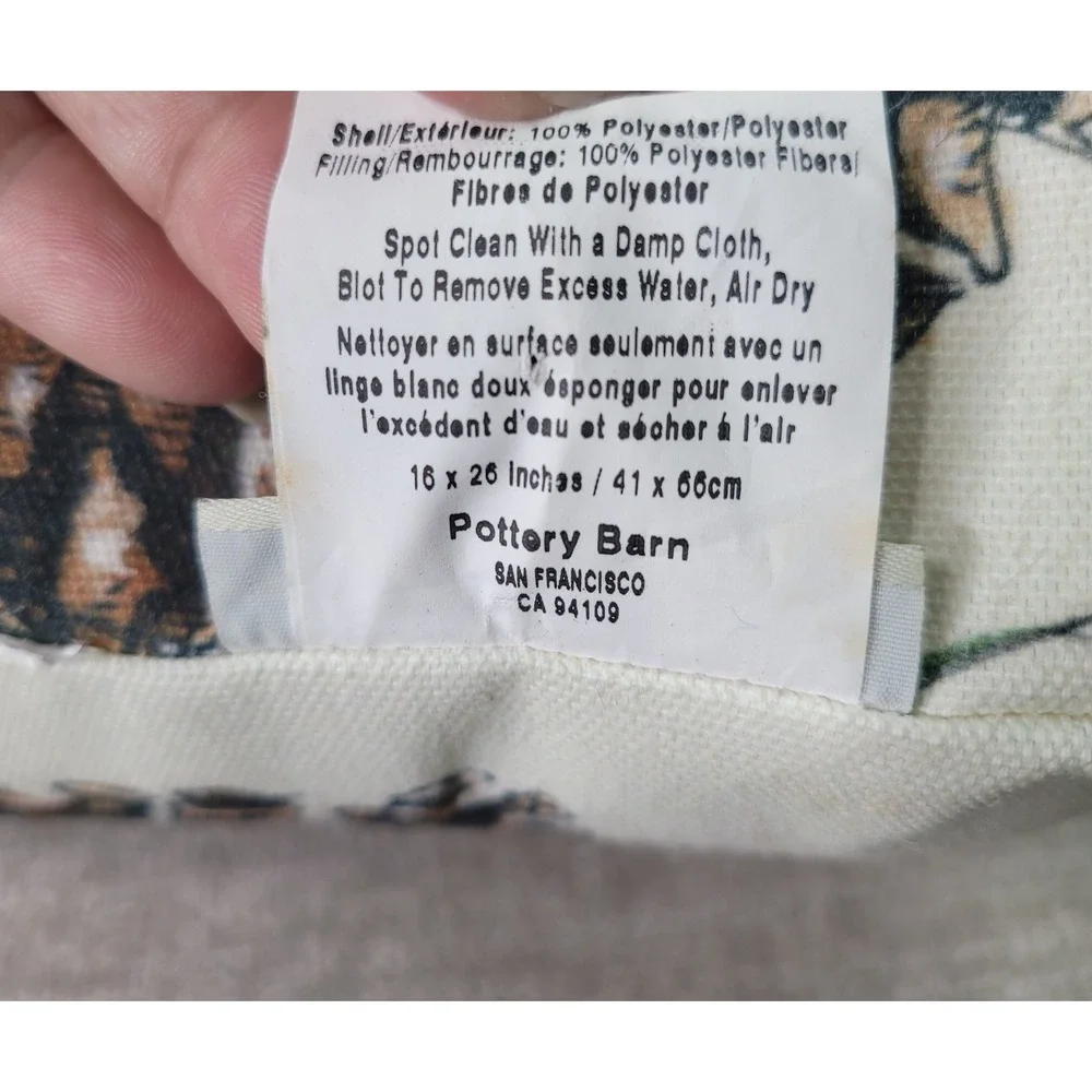 Pottery Barn Cardinal Pinecone Lumbar Pillow 16x26 Winter Christmas Decor RARE
